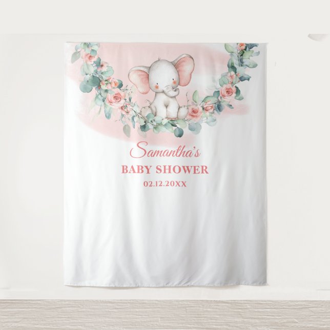 Tenture Couronne de eucalyptus en toile de fond pour bébé  (Devant)