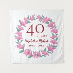 Tenture Couronne de fleurs rose rubis pour le 40e annivers