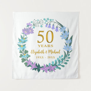 Tenture Couronne de jacinthes bleues florales dorées du 50