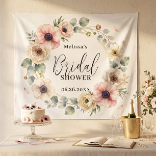 Tenture Couronne de mariage Anémone Aquarelle Rose Fardée