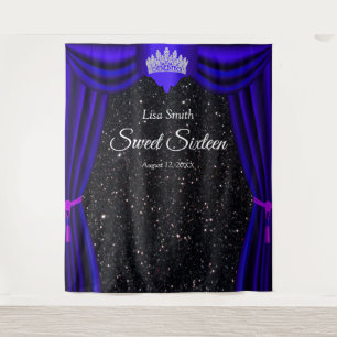 Tenture Couronne de princesse Sweet 16 Bleu rideau noir pa