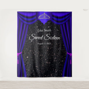 Tenture Couronne de princesse Sweet 16 Bleu Rideau Noir Pa