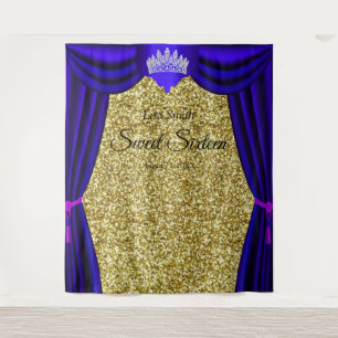 Tenture Couronne de princesse Sweet 16 Bleu Rideau Paillet