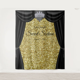Tenture Couronne de princesse Sweet 16 Rideau noir Paillet