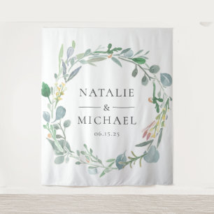 Tenture Couronne de verdure à l'aquarelle Eucalyptus Maria