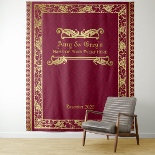 Tenture Couverture de livre classique dorée feuillage dama