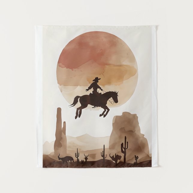 Tenture Cow-boy volant à l'aquarelle (Devant)