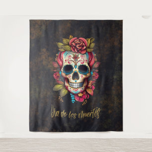Tenture Crâne à sucre floral Día de los Muertos espagnol