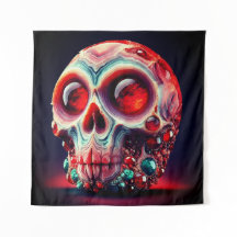 Crâne de géode à bijoux rouge