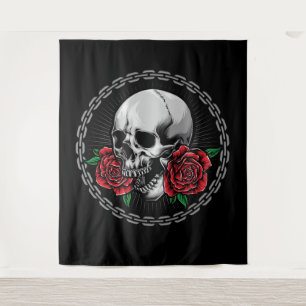 Tenture Crâne et Rose