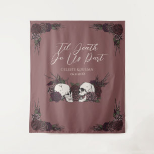 Tenture Crâne Floral Mauve Foncé Gothique Jusqu'à la Mort