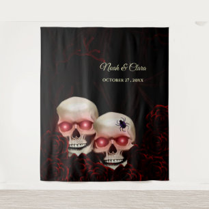Tenture Crâne rouge floral foncé moody gothique crâne Hall