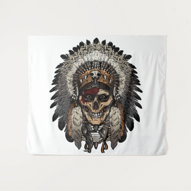 Tenture Crâne tribal (Devant (Horizontal))
