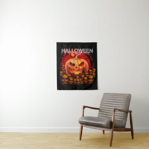 TENTURE CRÂNES CITROUILLES SQUELETTE HALLOWEEN