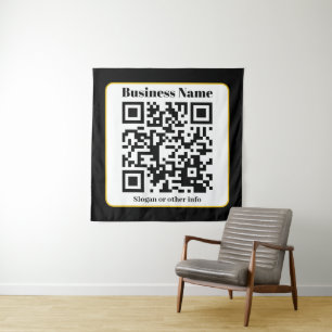 Tenture Create Your Own QR Code   Black White Gold Border
