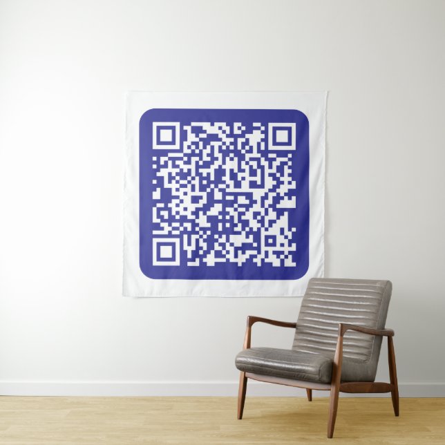 Tenture Créer un code QR scannable | Bleu foncé modifiable (En situation (horizontale))