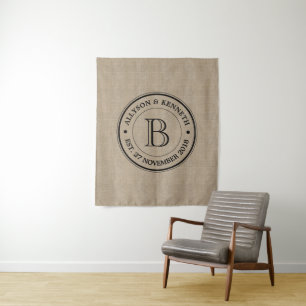 Tenture Créez votre propre logo Burlap Anniversaire Monogr