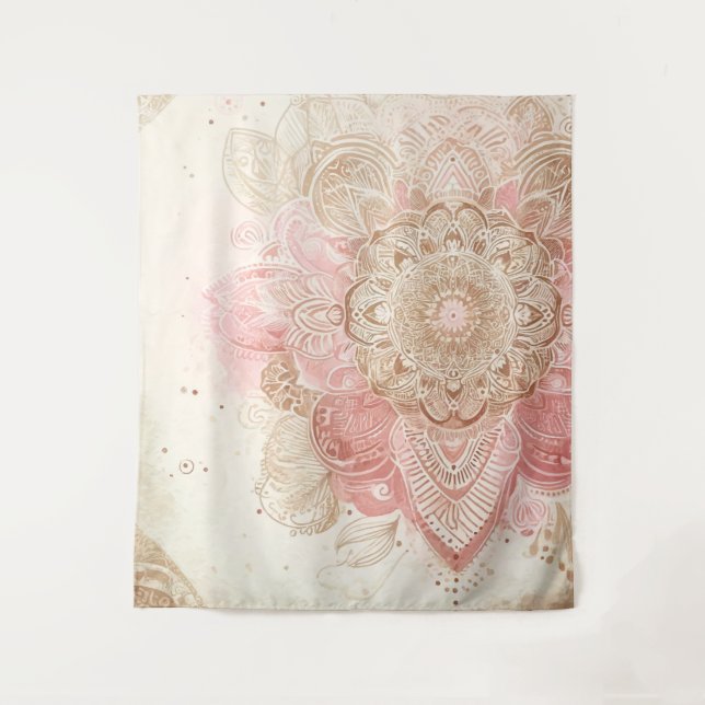 Tenture Crème Brown rose Mandala Bohemian Boho Mode (Devant)