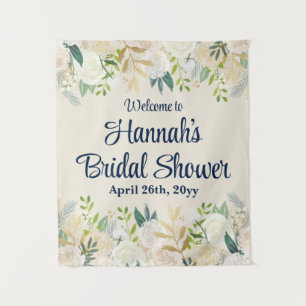 Tenture Crème Floral Greenery Rose Bienvenue Shower de Mar