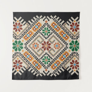 Tenture Crochet ukrainien : Motif artisanal ethnique.