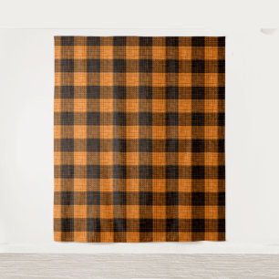 Tenture Croix à carreaux orange et noir