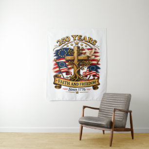 Tenture Croix patriotique Foi et Liberté 250 Ans