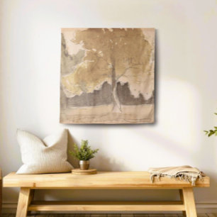 Tenture Croquis d'arbre Vintage beige neutre