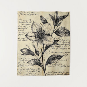 Tenture Croquis floral rustique avec calligraphie - âge (5