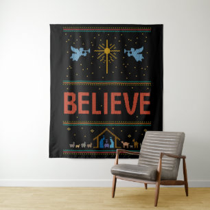 Tenture CROYEZ Chandail de Noël Christian Dieu Jésus