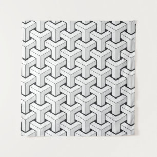 Tenture Cubes isinaux Noir Blanc Motif
