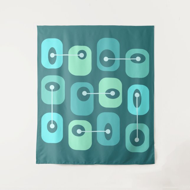 Tenture Cubes Squishy Abstraits Turquoise (Devant)