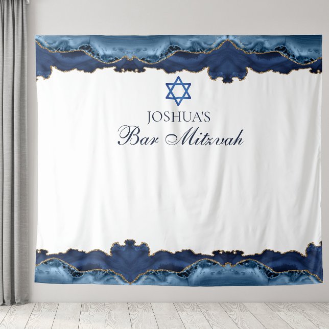 Tenture Custom Bar Mitzvah Party Navy Blue Photo Boot (Créateur téléchargé)