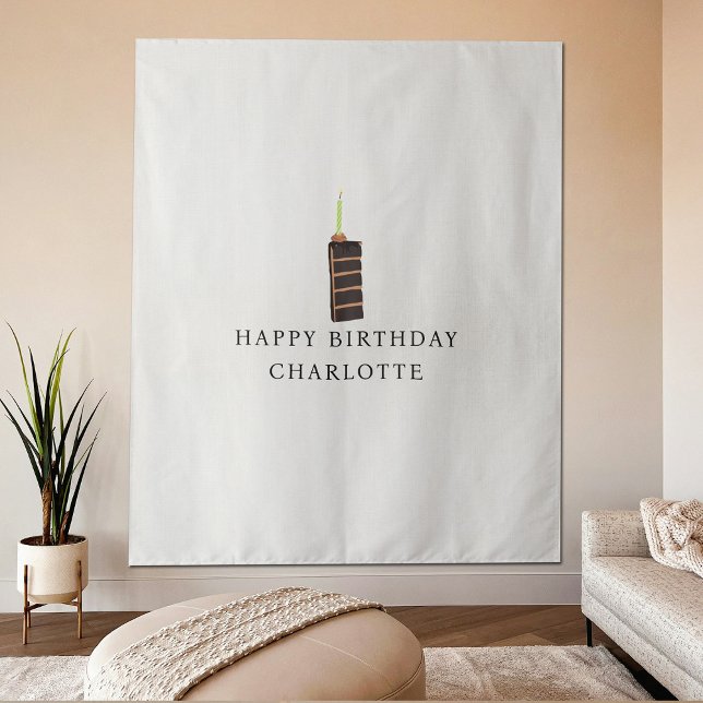 Tenture Custom Birthday Cake Name Flag Fabric Banner  (Custom Birthday Cake Name Flag Fabric Banner Tapestry)