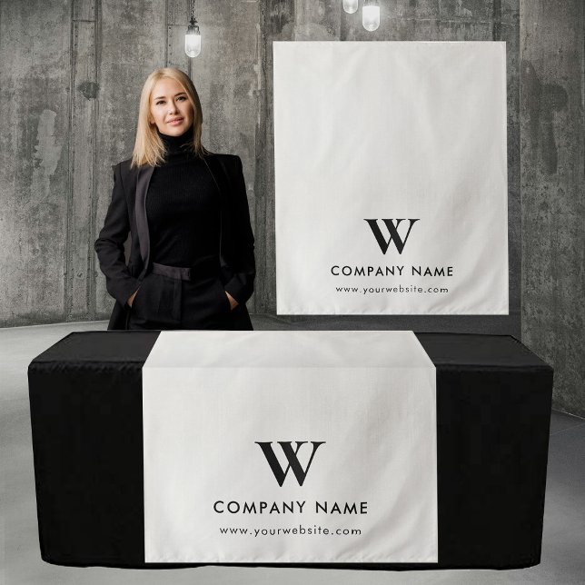 Tenture Custom Business Table Runner Banner Gray Linen (Custom Business Table Runner Banner Gray Linen Tapestry)