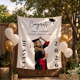 Tenture Custom Graduation Photo Backdrop Banner Class