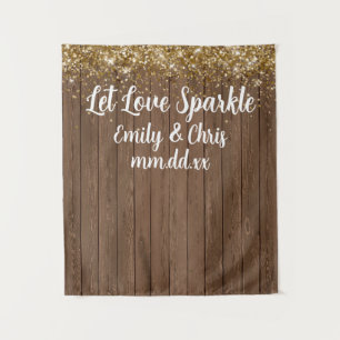 Tenture Custom Let Love Sparkle Mariage Rustic Wood Prop