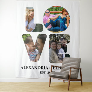 Tenture Custom modern love 4 photo collage pour couples