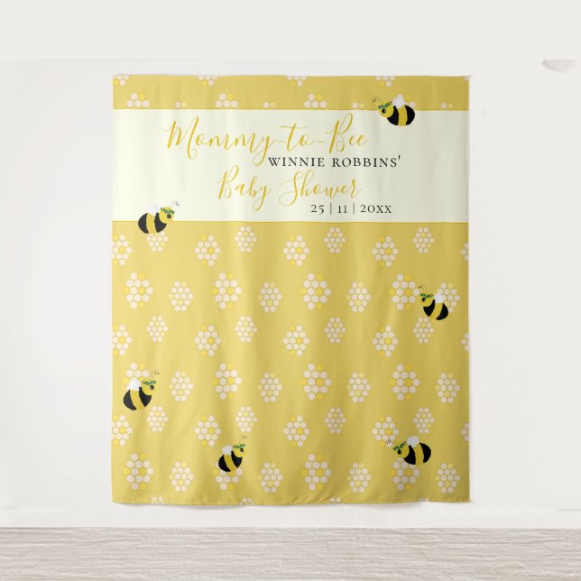Tenture Cute Bee Honeycomb Maman to Bee Baby shower Photo (Devant)