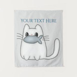 Tenture Cute chat avec poisson Prix