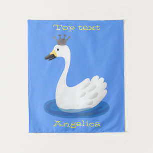 Tenture Cute cygne blanc avec dessin de la couronne