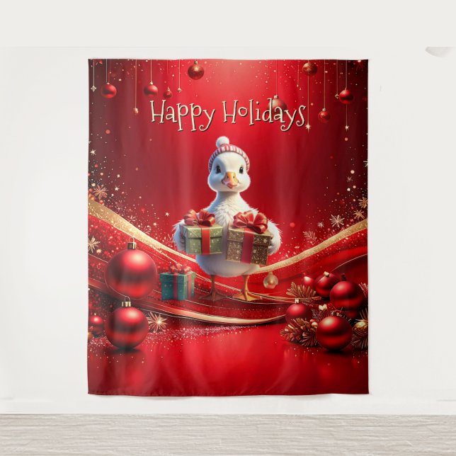 Tenture Cute Duck Christmas Holiday Backdrop (Devant)