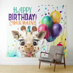 Tenture Cute Giraffe Colorful Confetti Anniversaire de enf