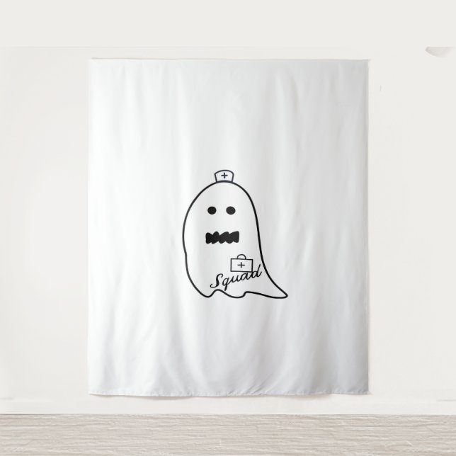 Tenture Cute infirmière fantôme Halloween à la main à l'hô (Devant)