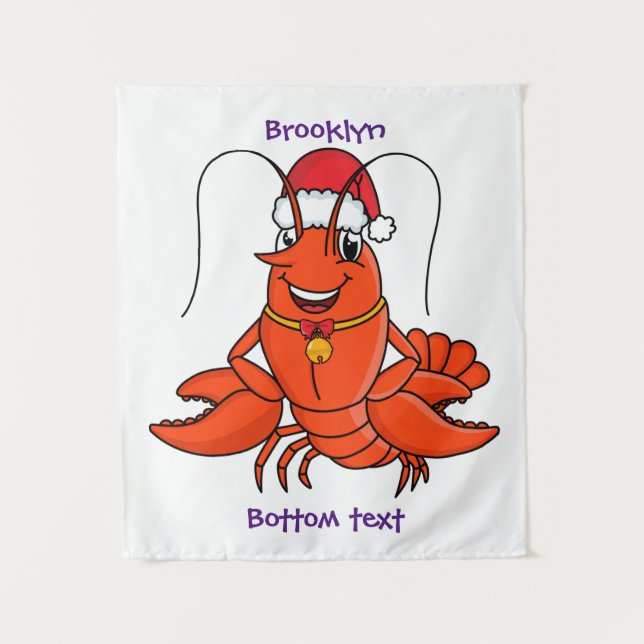 Tenture Cute joyeux homard portant le dessin du casquette  (Devant)