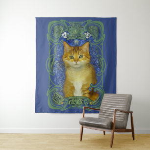 Tenture Cute Kitten au style Art Nouveau Vintage