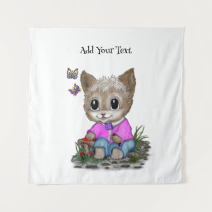 Tenture Cute Kitty Chat et Papillon