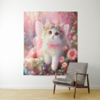 Cute Kitty en peinture Rose et Fleurs