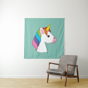 Tenture Cute licorne magique avec cheveux colorés