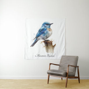 Tenture Cute Petite Montagne Bluebird Aquarelle, personnal