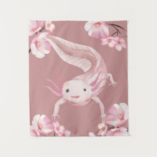 Tenture Cute Pink Watercolor Axolotl Tapestry Home Decor